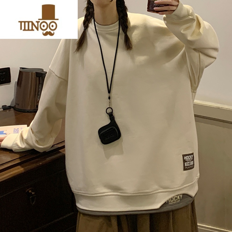 YANXU情侣假圆领卫衣男士春宽松潮牌2023新款美式男生上衣0高清大图