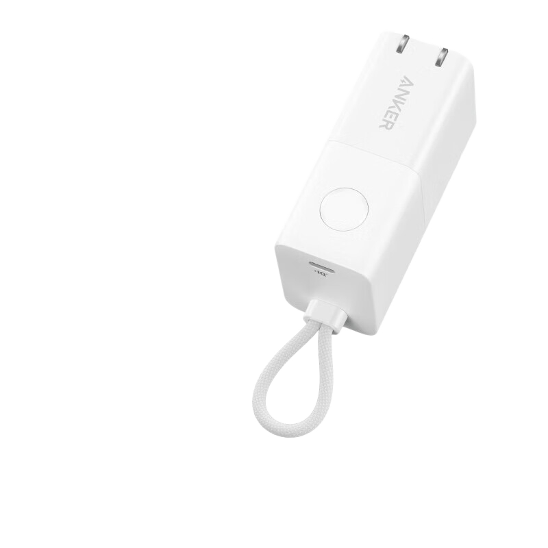 ANKER安克三合一能量棒自带Lightning口数据线插头A1634*白色5000毫安大容量30W快充适用苹果14