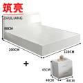 筑亮 单人床 120*200*88cm白色+床头柜 套