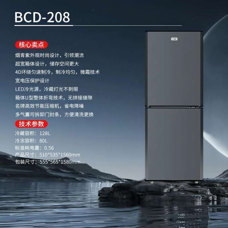 金扬子家用小型迷你宿舍租房用冰箱双开门bcd208