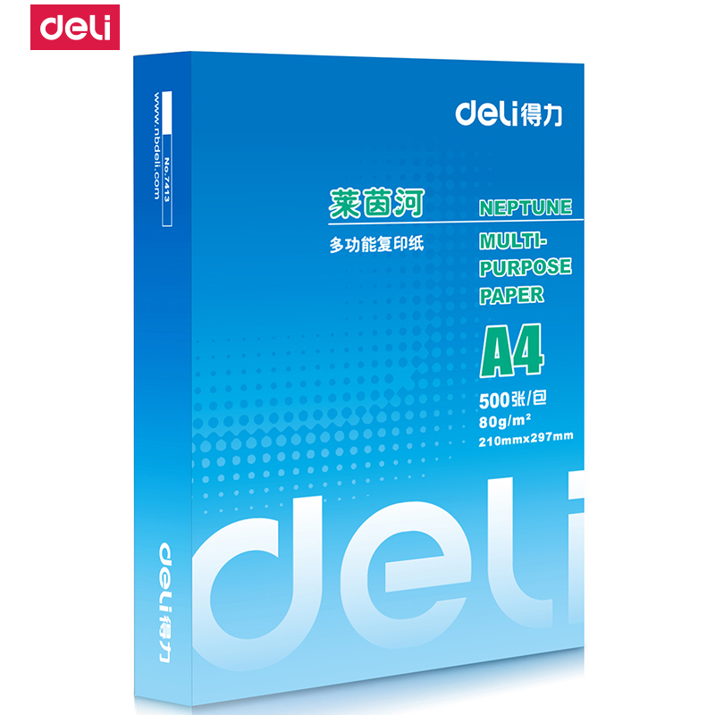 deli/得力莱茵河木浆A4打印复印纸 500张/单包 80g
