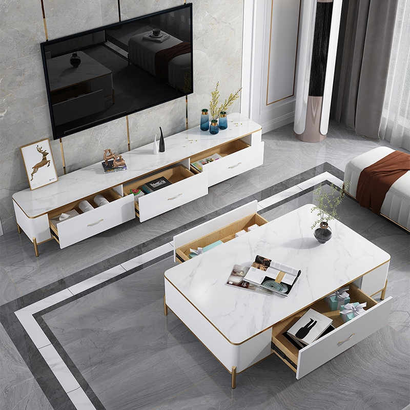 阿斯卡利ascari轻奢大理石岩板客厅落地茶几电视机柜组合现代简约家用