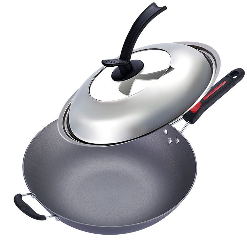 炒菜锅电磁炉炒锅铁锅炒锅不粘锅电磁炉专用锅平底锅不粘锅燃气锅30cm