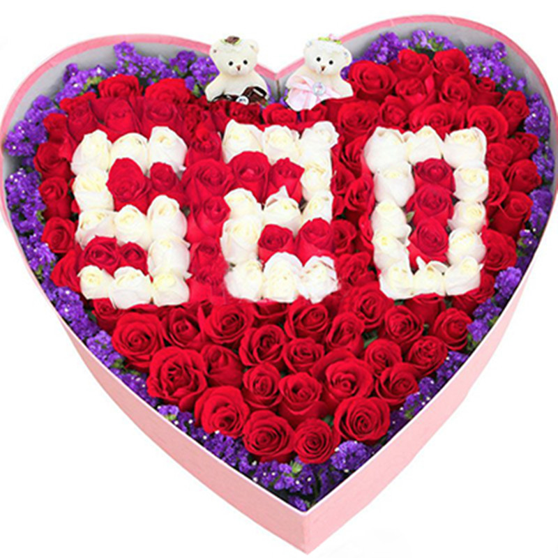 全国同城配送生日鲜花99朵玫瑰花爱心礼盒装同城速递廊坊沧州张家口