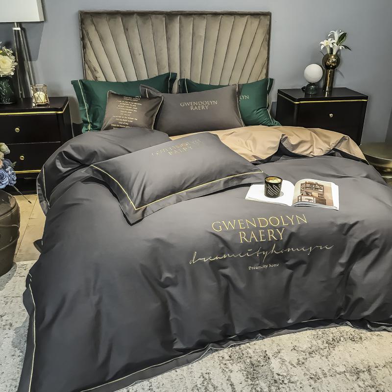 美帮汇全棉60支长绒棉四件套北欧风被罩全棉床单被套简约床上用品高清大图