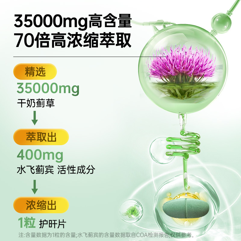 澳洲gladherb奶蓟草片15粒/瓶(旅行装)高含量35000mg水飞蓟草本精华一原装进口 膳食营养补充剂高清大图