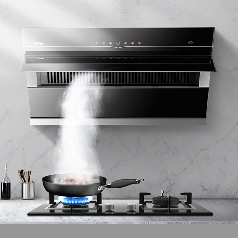 万家乐 烟灶厨电套餐装 22立方大风力 侧吸式挥手净烟 自动开合单抽吸油烟机 单嵌入燃气灶具天然气AL032+K100B高清大图