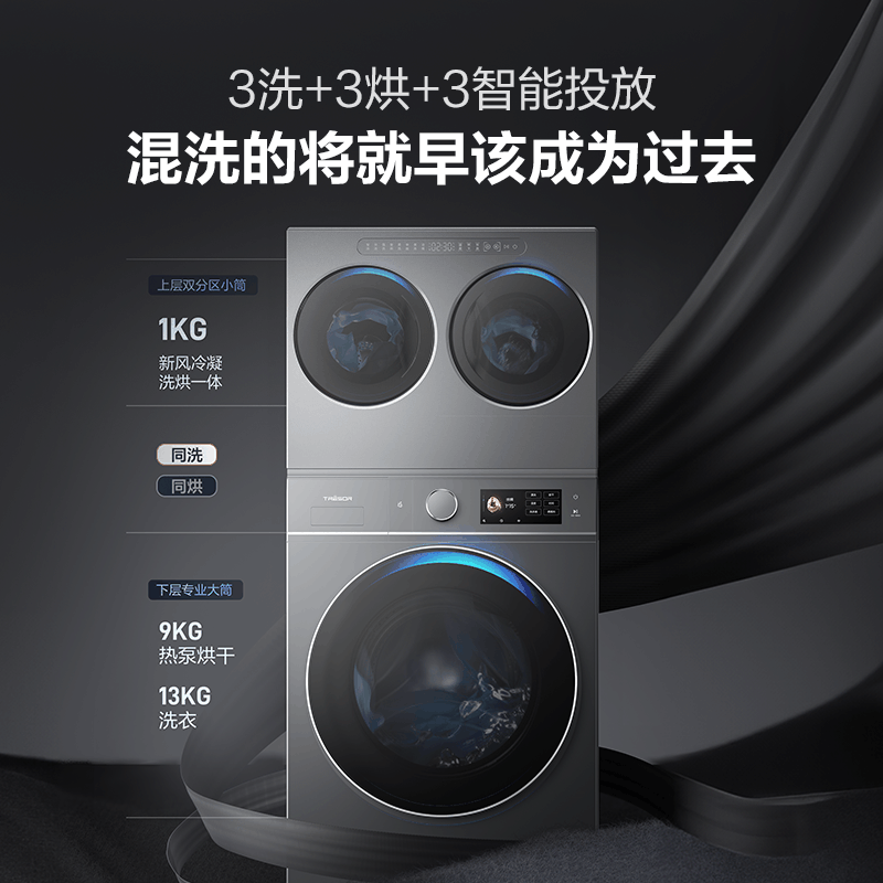 海信(Hisense)璀璨棉花糖三筒E8Q 全家筒 4合1热泵洗烘活水健康自由组合0手洗 以旧换新国家补贴图片