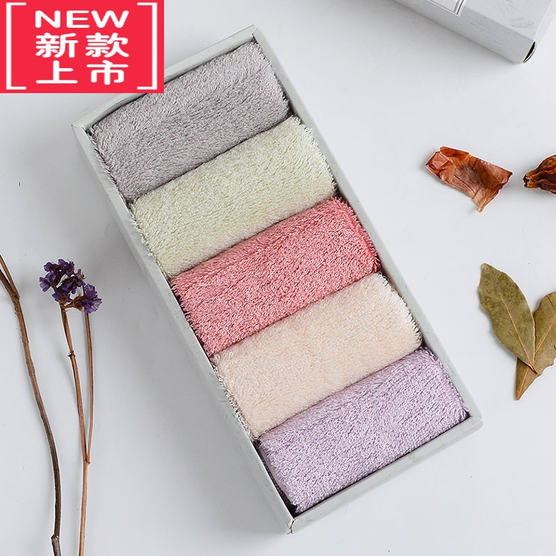 可莉允5条中国结全竹 A类 婴幼儿洗脸小毛巾竹浆竹纤维小方巾儿童草木染