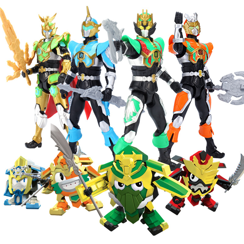 梦想三国玩具金版传奇英雄牌刘备关羽张飞可动人偶公仔变形战将 白银