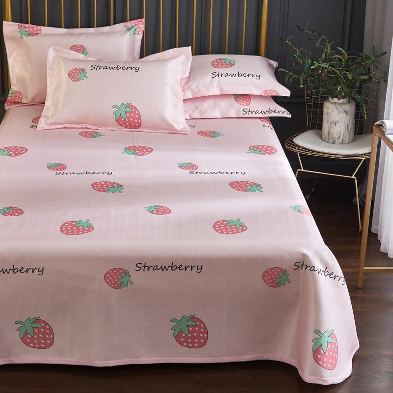 美帮汇冰丝凉席三件套1.8m床单人1.5米可水洗折叠席子夏季1.2学生宿舍 冰丝凉席-甜甜味道 2.0m（6.6英尺）床