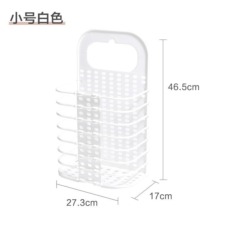 家柏饰(CORATED)挂式可折叠脏衣篮塑料收纳筐浴室洗衣篮脏衣服收纳篮脏衣篓卫生间 小号白色（可折叠）