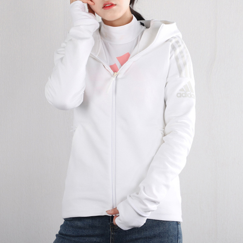 阿迪达斯Adidas夹克女2020新款运动服连帽外套保暖开衫FL1960