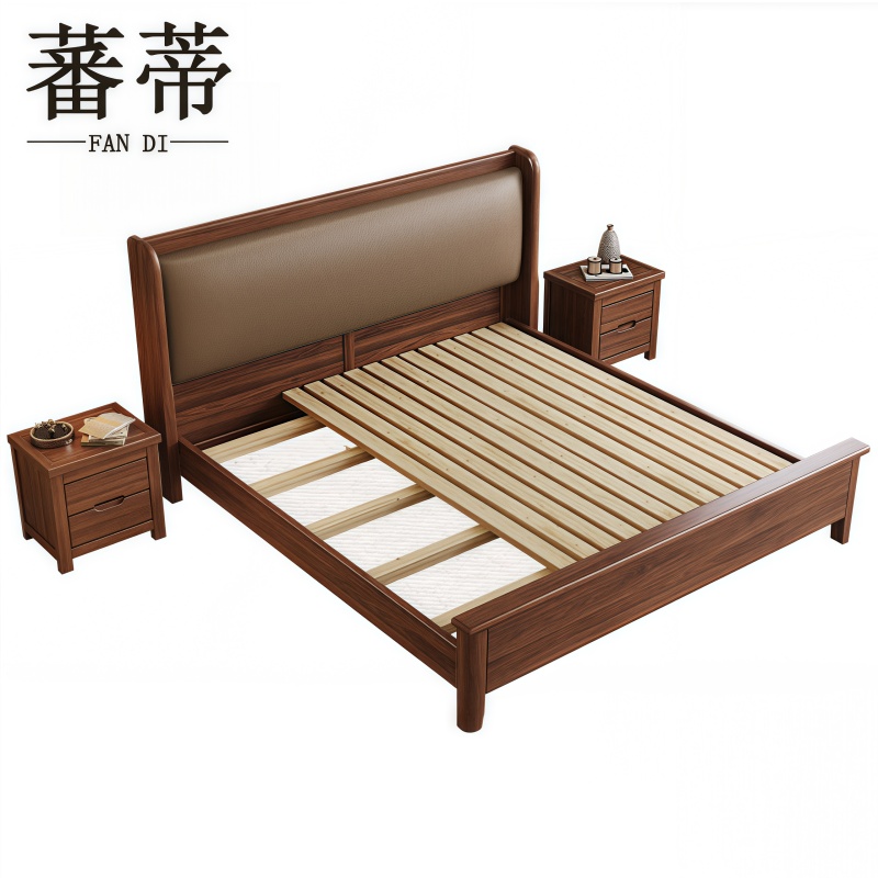 软包实木床高清大图