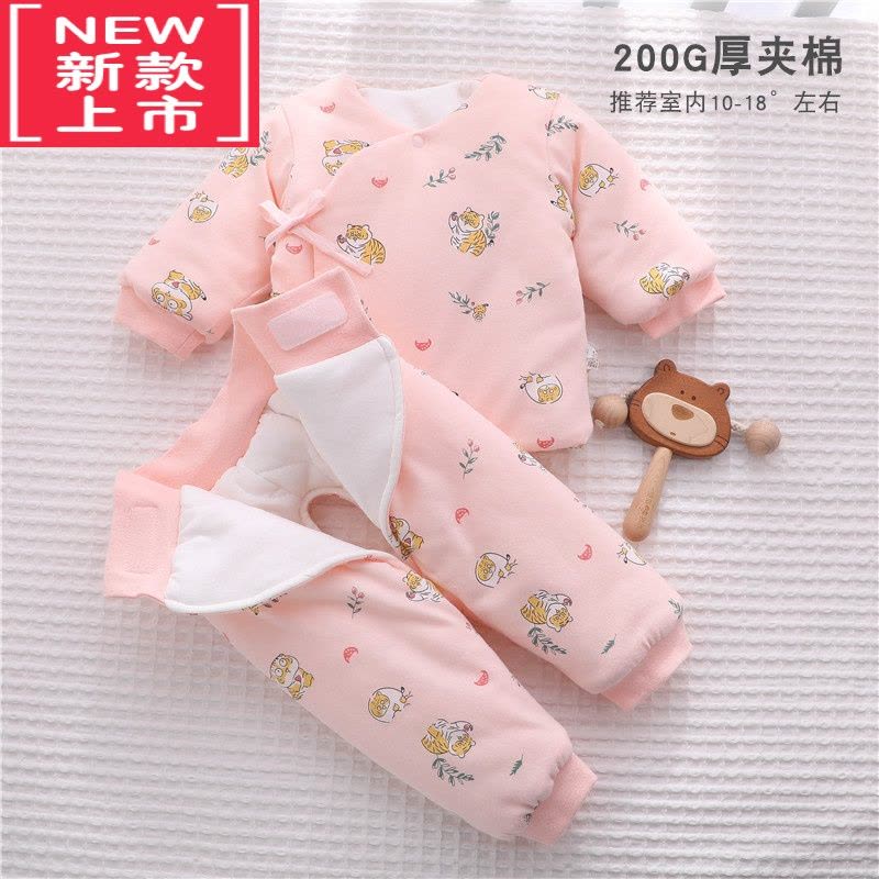 可莉允新生婴儿衣服秋冬季0一3月初生棉服冬款棉衣加厚棉袄分体夹棉套装图片