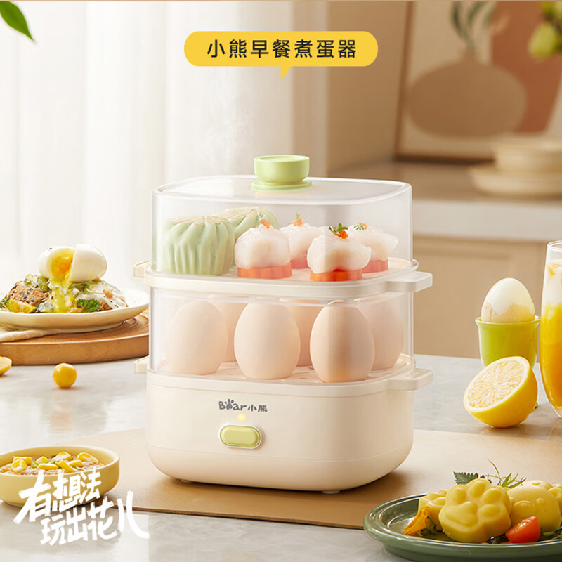 小熊(Bear)蒸蛋器煮蛋器家用多功能一体机一键操作蒸鸡蛋羹 ZDQ-D12U2高清大图