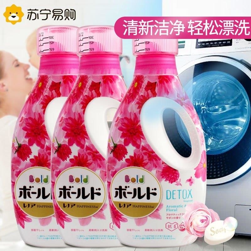 日本宝洁洗衣液3瓶家庭装含柔顺剂不含荧光剂强力去污留香原装进口高清大图