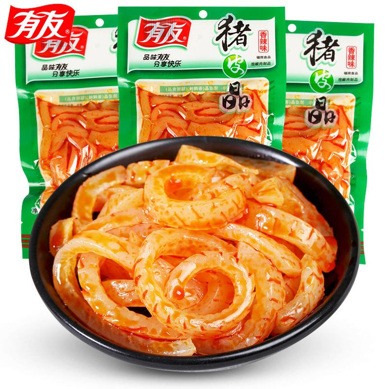 有友山椒味猪皮晶120g*3袋装熟食办公室零食小吃特产零食小吃休闲食品