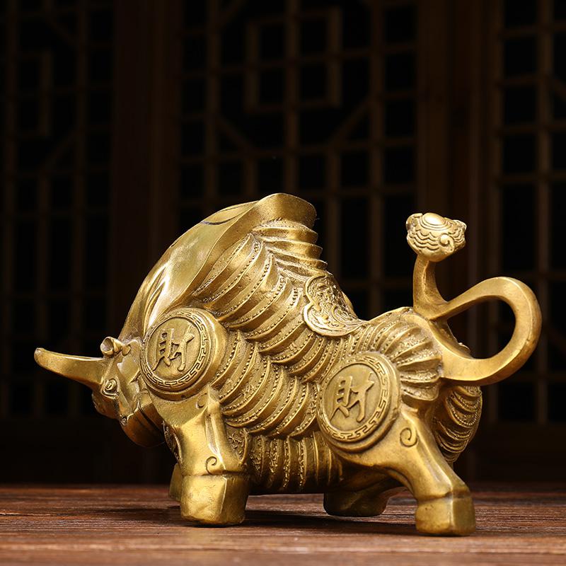 美帮汇铜牛摆件铜牛转乾坤炒股牛势冲天办公室桌开业礼品高清大图