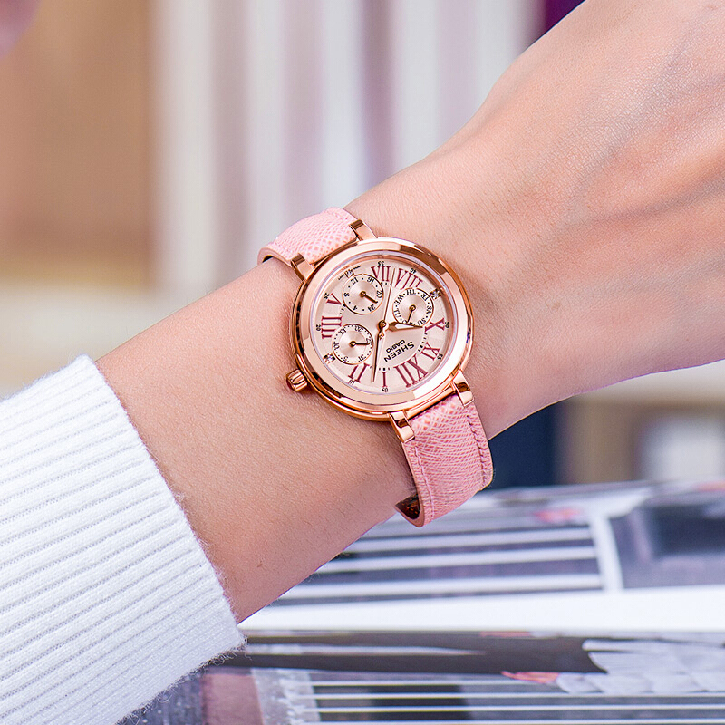 CASIO卡西欧Sheen系列淑女简约优雅女表水晶石英表女士