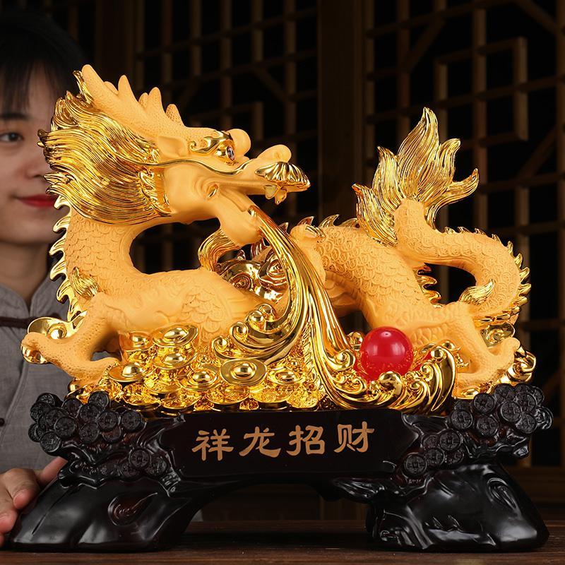 美帮汇龙摆件青龙神兽生肖龙龙如意博古架酒柜装饰品