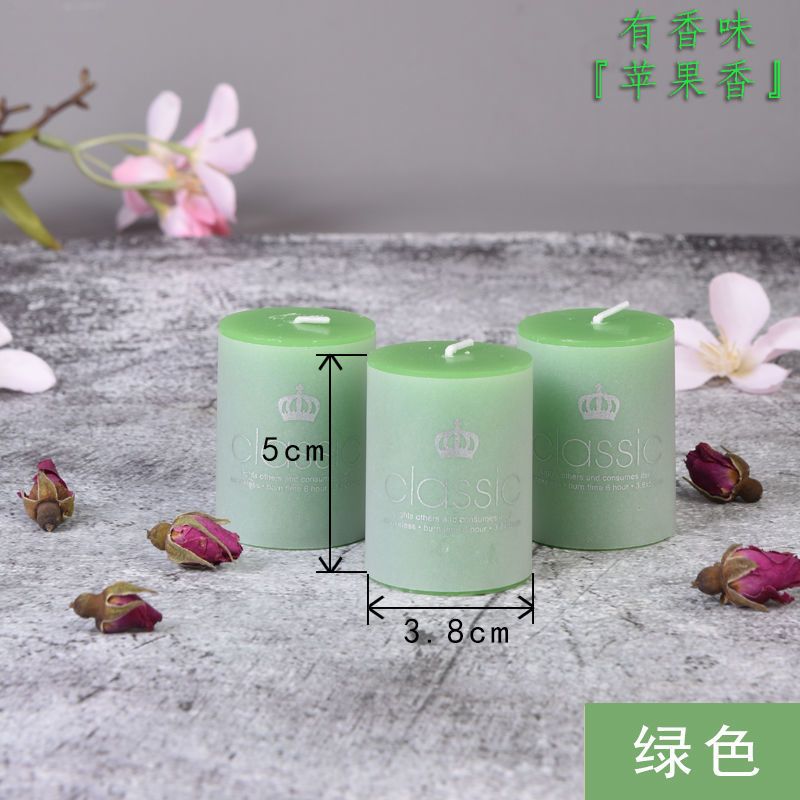 蜡烛 香薰蜡烛无烟味 婚告白 结婚蜡烛 生日蜡烛派对烛光晚餐|绿色苹果 (带香味)圆形5*10燃烧24小时