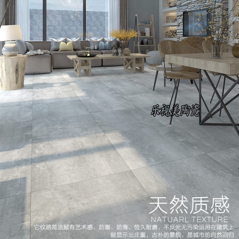 水泥灰色仿古砖600X600客厅防滑地砖800X800地板砖工程砖复古瓷砖壹德壹