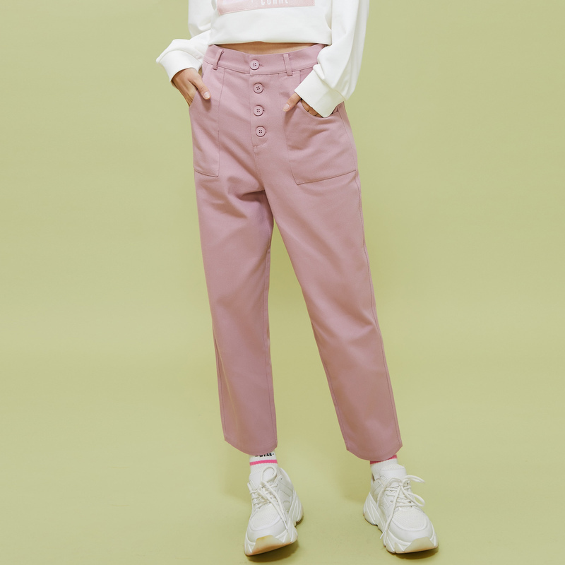 [1件3折价:49.5]美特斯邦威休闲裤女春装款女潮宽松直筒针织搭配洋气女士长裤