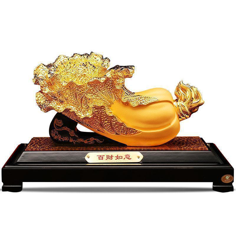 百财如意沙金白菜摆件客厅装饰品店铺乔迁开业礼品办公桌摆件_482_671