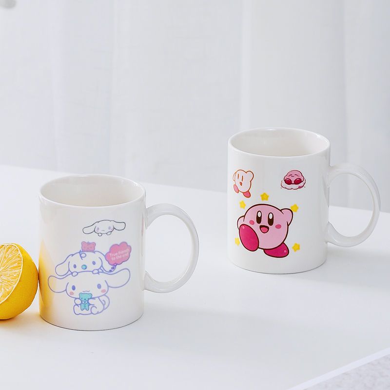 星之卡比陶瓷杯玉桂狗水杯卡通可爱女学生带盖杯子创意夏天奶茶杯