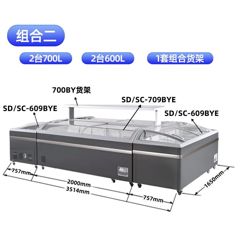 星星(XINGX) 600升 雪糕饮料柜 冰柜商用展示柜 冷藏冷冻转换 卧式展示柜 雪糕柜大容量 SD/SC-609BY
