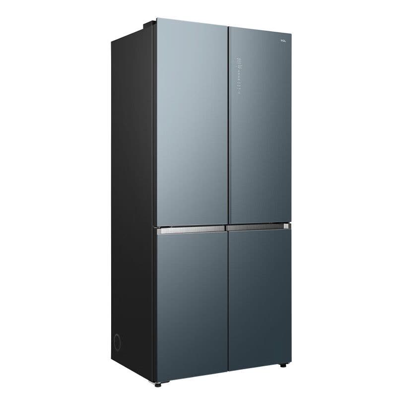 TCL528升风冷冰箱薄嵌系列无霜变频0缝隙嵌入低音运行 分子保鲜科技R528P12-UQ冰湖蓝 十字四开门冰箱基础安装图片