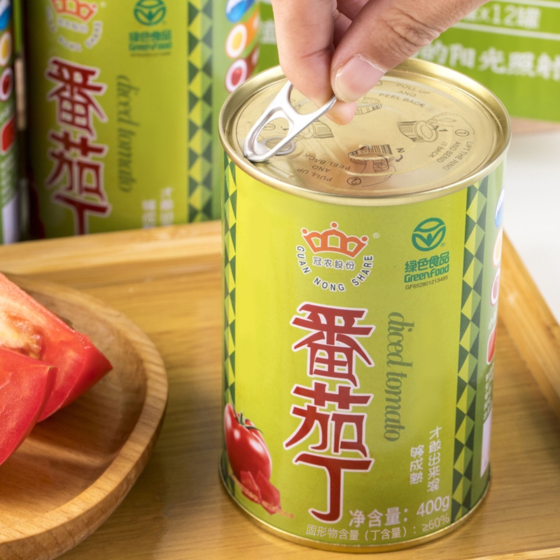冠农股份(GUAN NONG SHARE)新疆 番茄丁块400g*3罐/箱自然成熟新鲜番茄西红柿丁番茄罐头