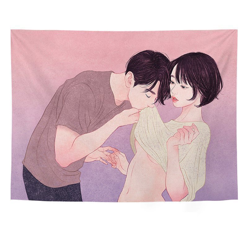 汐岩背景布风挂布挂毯主播卧室宿舍租房卧室装饰房间改造墙布 GT304宽100cm-高75cm（收藏加购送安装包+星星灯