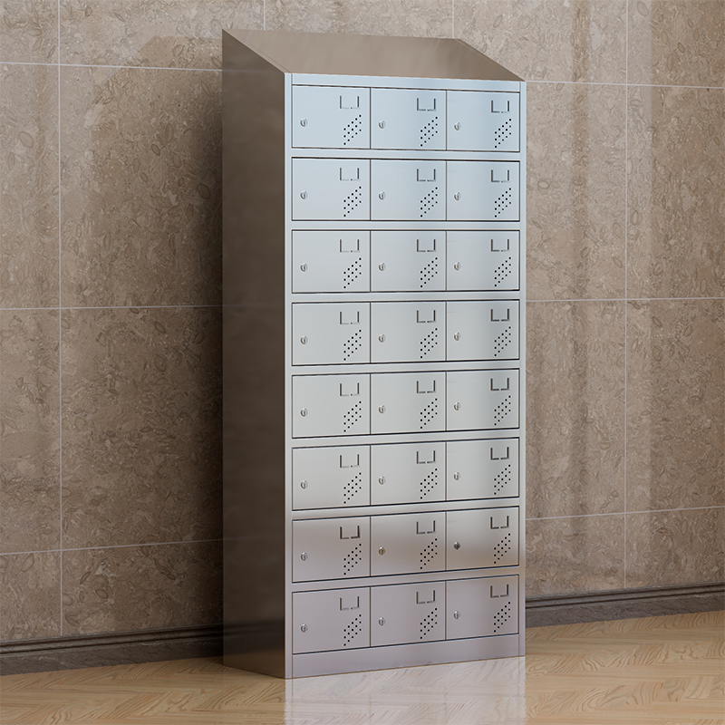 臻远 ZY4111420 304不锈钢斜顶更衣柜员工宿舍储物柜 二十四门更衣柜高清大图