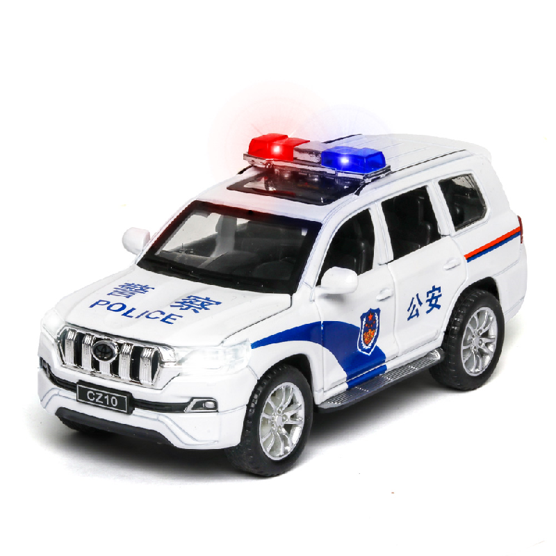 警车玩具合金车丰田普拉多汽车模型1\\\\\\\/32仿真合金车模小汽车男孩儿童宝宝玩具车六一节礼物