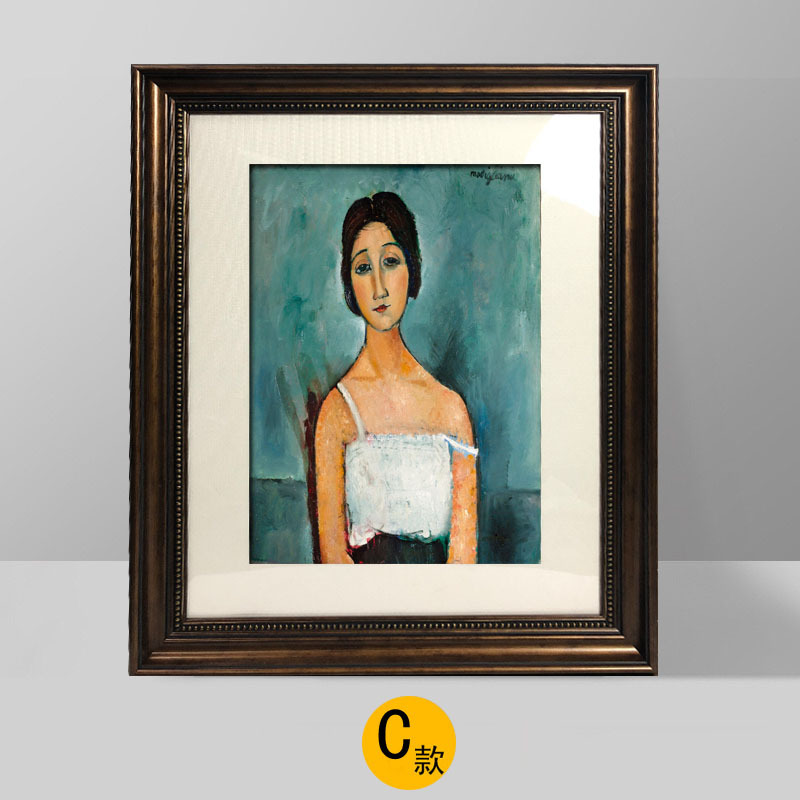印象派画家莫迪利亚尼装饰画玄关抽烟的女人美术馆级的大师油画c款45