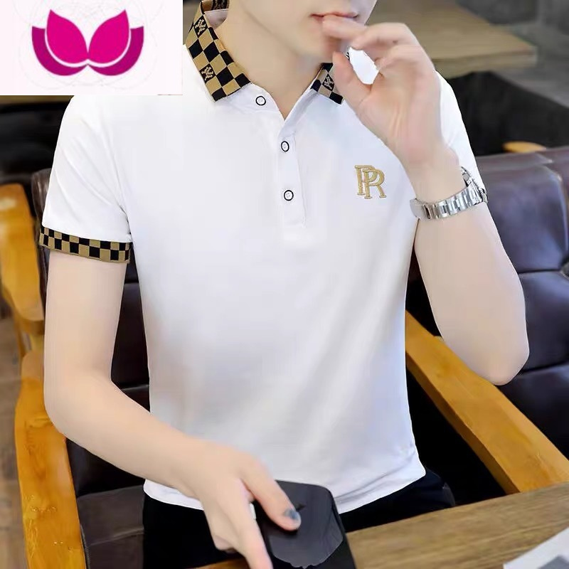 七斓polo衫男士短袖翻领T恤夏季休闲修身半袖衬衫领休闲潮流男装上衣