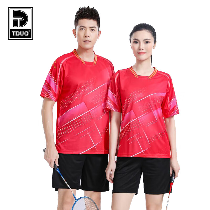 Tduo羽毛球服C4 套 红色 2XL