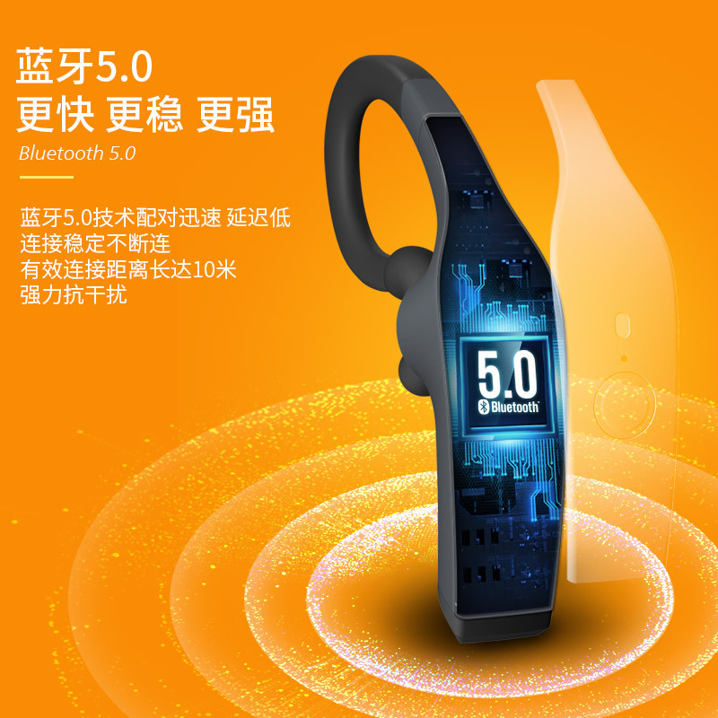 Philips/飞利浦TAA8606黑色 新型骨传导耳机无线蓝牙运动耳机挂耳式夜跑灯设计无线充电双麦克风降噪
