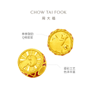 周大福 鼓励鼓力加油奋斗 定价足金黄金转运珠配绳 EOR441七夕礼物