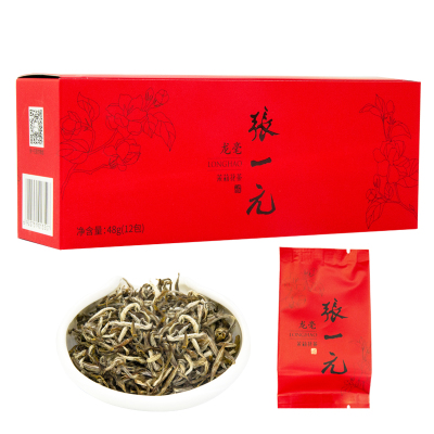 张一元 特级茉莉花茶茉莉龙毫48g(12包)/盒 小包装 绿茶茶叶 花茶 茉莉香浓