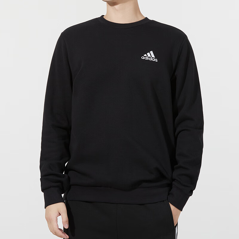 阿迪达斯(adidas)男装新款圆领加绒保暖卫衣套头衫