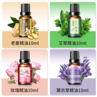 [4瓶装]薰衣草精油老姜精油玫瑰精油10ml*4瓶组合 艾草精油植物香薰护肤平衡水油