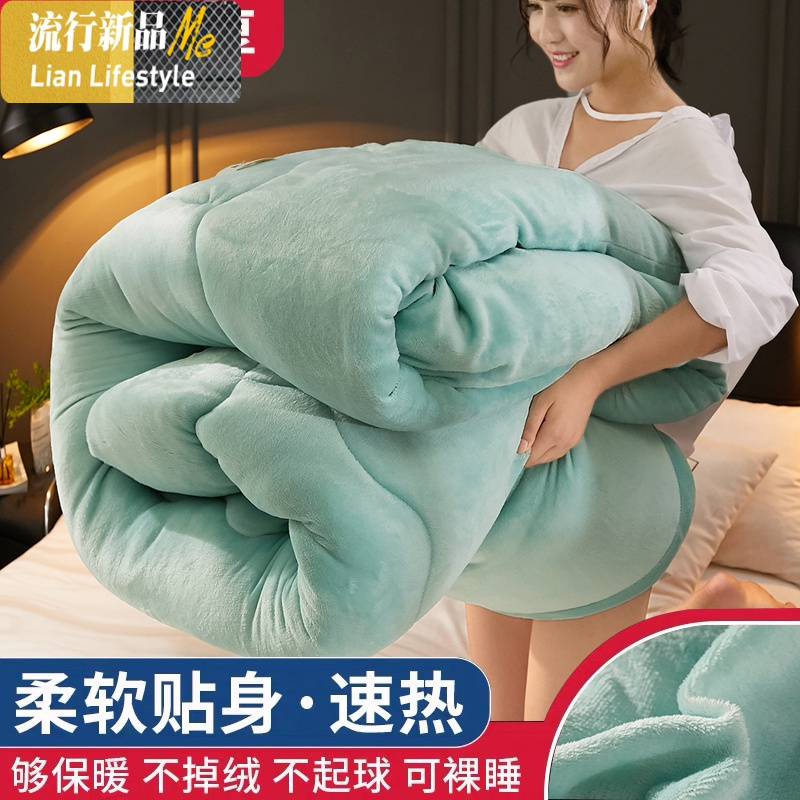 10斤被子冬被羊羔绒双面被加厚保暖棉被单人学生宿舍冬季被芯春秋 三维工匠