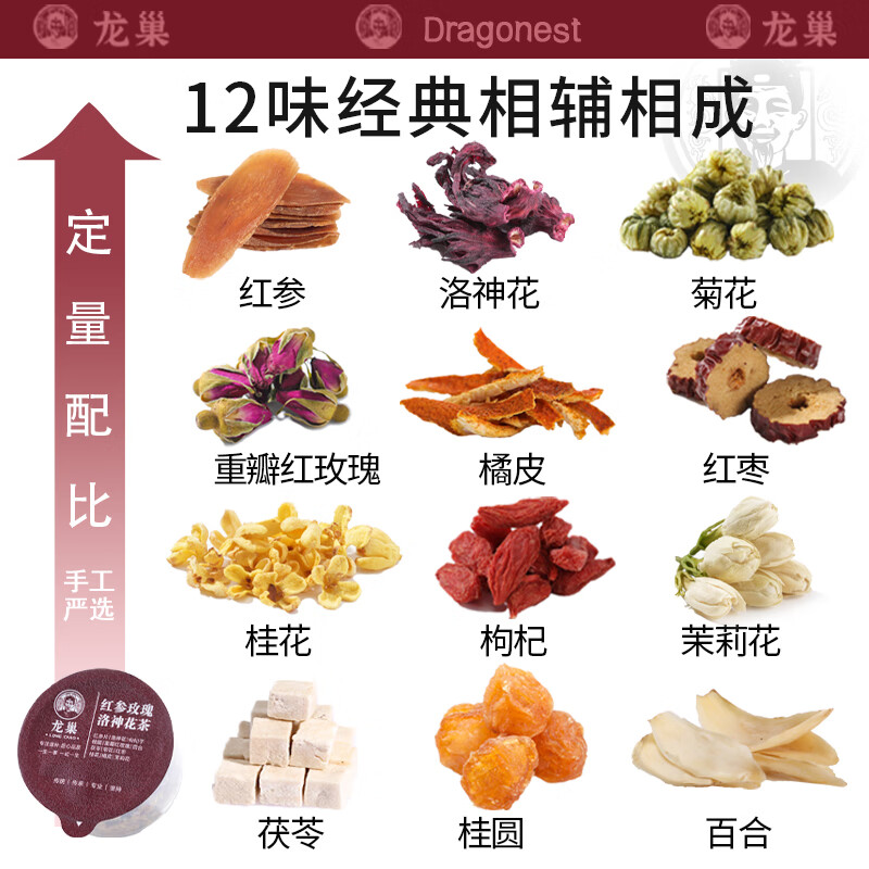 龙巢(Dragonest) 红参玫瑰洛神花茶高清大图