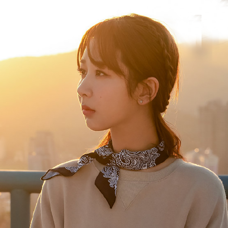 盛世尼曼余生请多指教杨紫丝巾小方巾夏季薄款女绑包复古腰果红色领巾