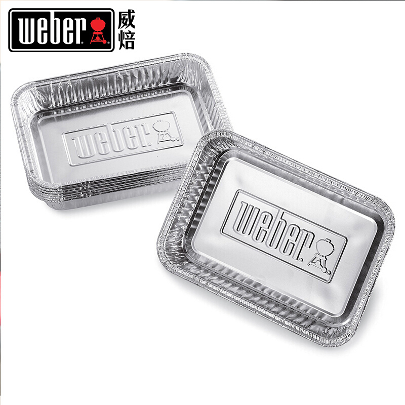 威焙(weber)加厚烧烤铝箔集油盘烘焙盒子烤肉烤鱼铝箔纸盘10个装 小号