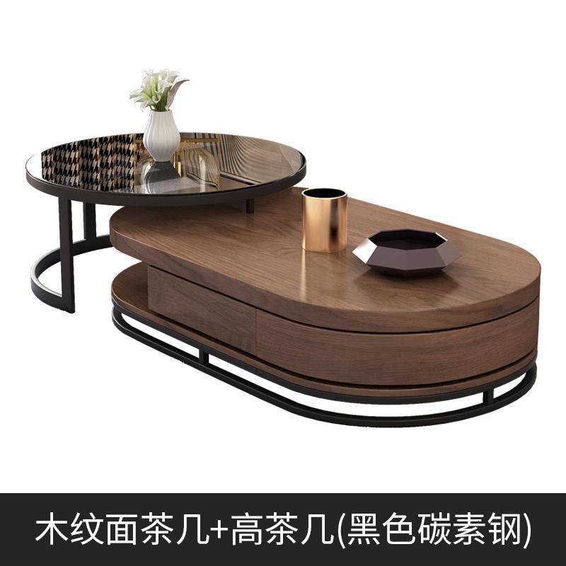 森美人北欧轻奢茶几简约小户型茶几桌客厅椭圆形钢化玻璃茶几电视柜组合高清大图