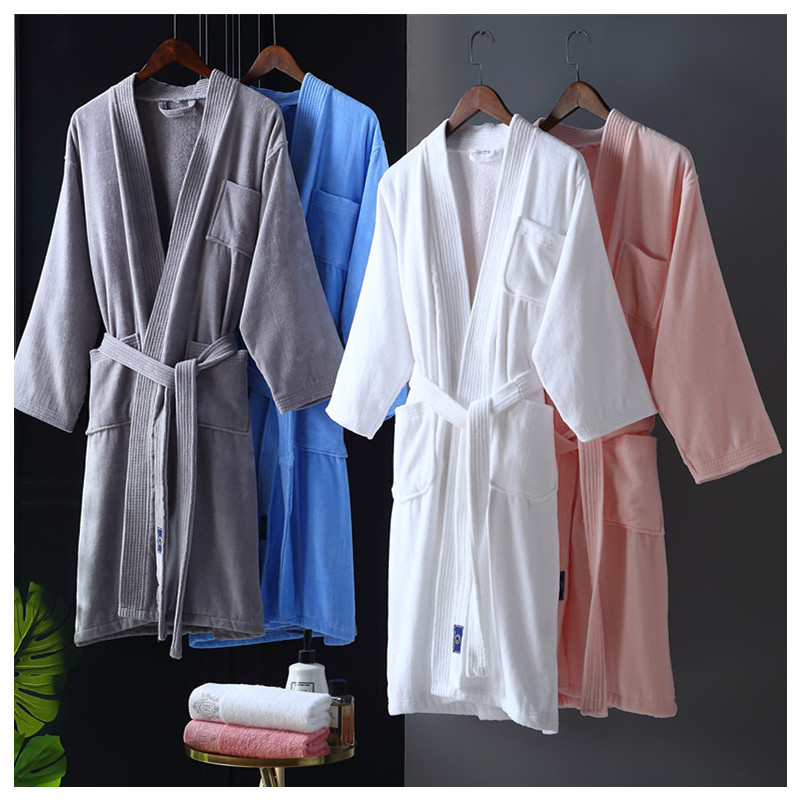 酒店浴袍五星级男女士浴衣纯棉毛巾料睡袍长款情侣全棉吸水速干